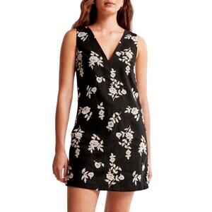 Abercrombie & Fitch Embroidered Floral Linen-Blend Mini Dress Women’s Large NWT